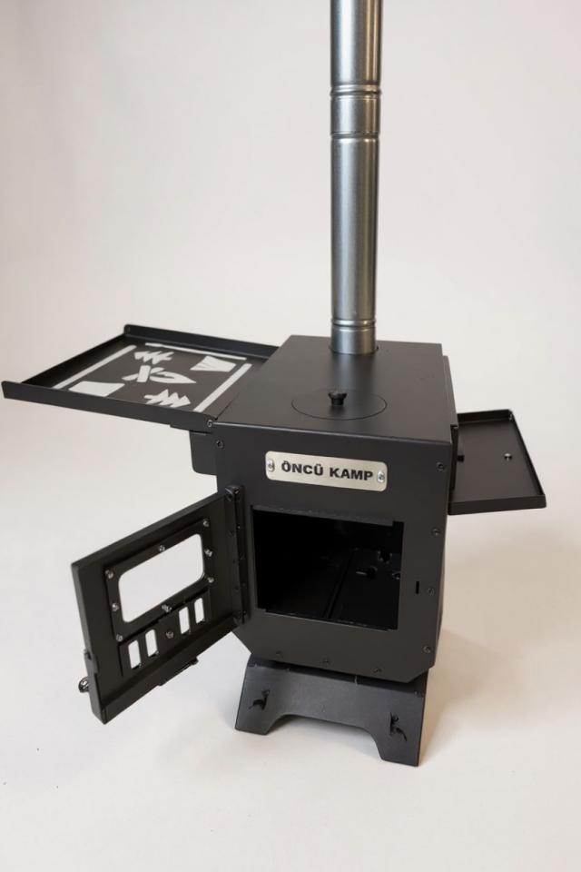 Kuzineli Kamp Sobası | Katlanır Ayaklı | Odunlu | Fırınlı & Çantalı