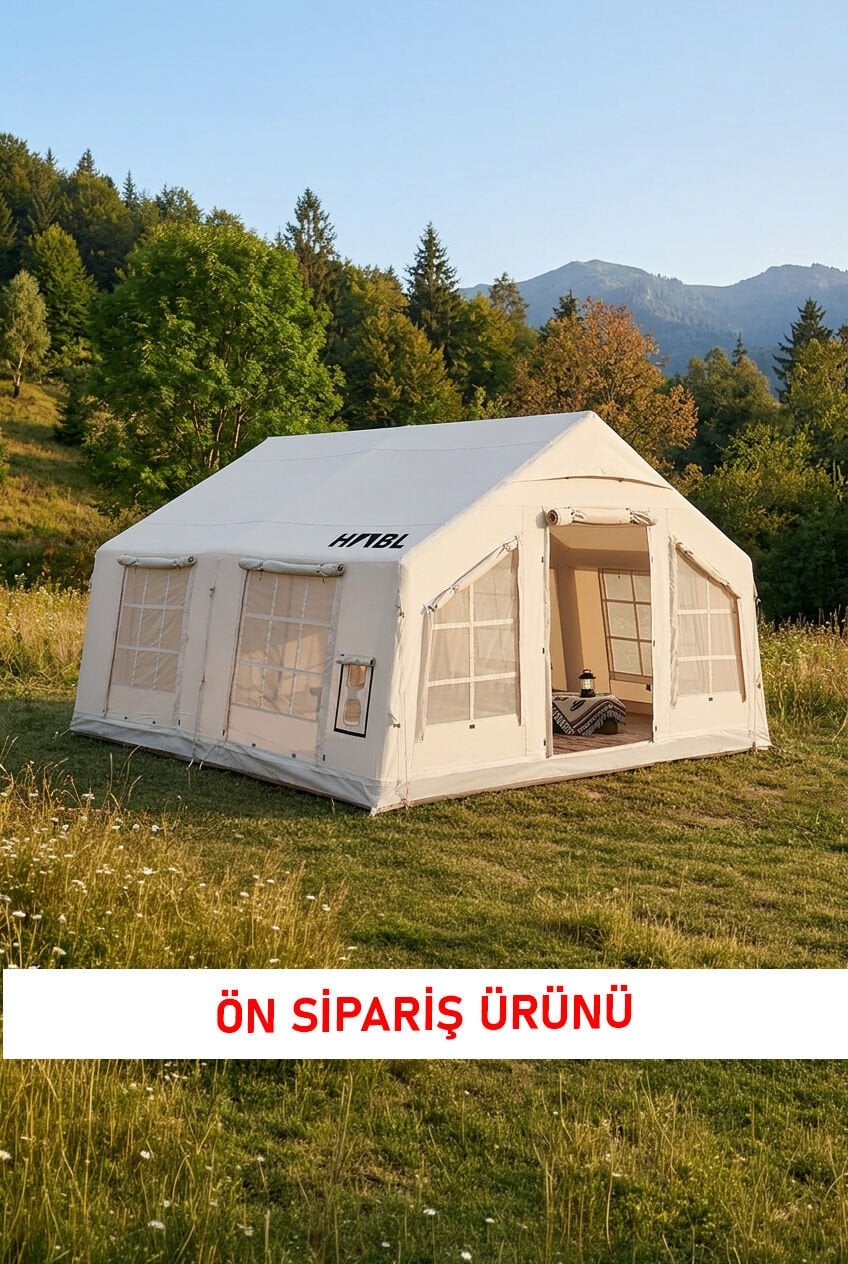 13.2 m² - 12 Kişilik 4 Mevsim Şişme Kamp Çadırı | 600D Oxford | Soba Uyumlu | Hızlı Kurulum