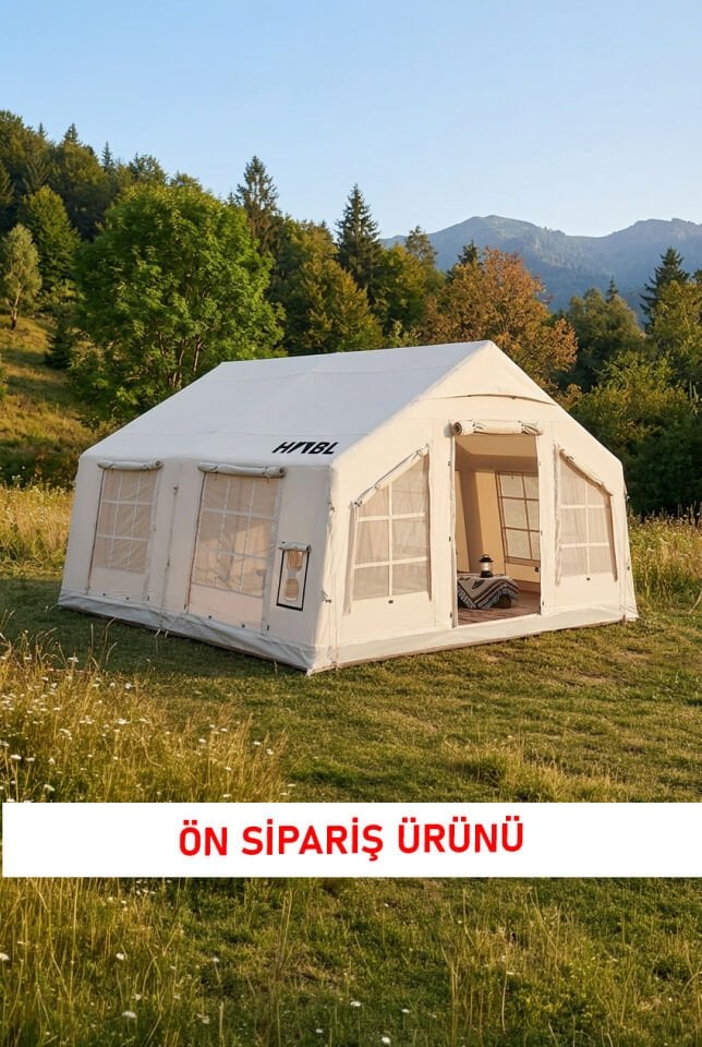 13.2 m² - 12 Kişilik 4 Mevsim Şişme Kamp Çadırı | 600D Oxford | Soba Uyumlu | Hızlı Kurulum