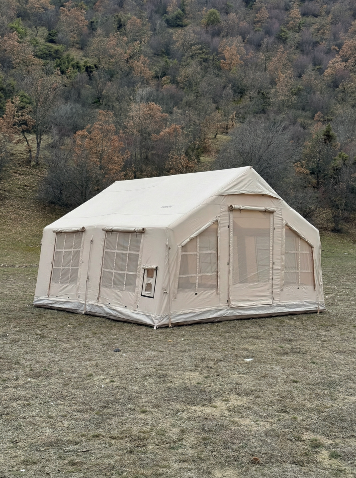 13.2 m² - 12 Kişilik 4 Mevsim Şişme Kamp Çadırı | 600D Oxford | Soba Uyumlu | Hızlı Kurulum