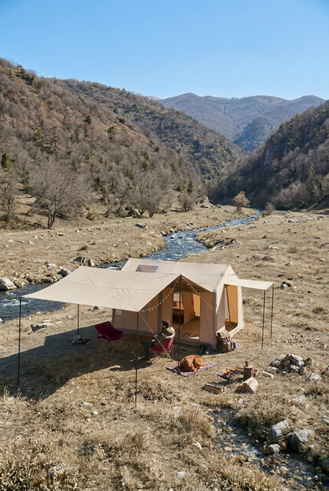 12 Kişilik Şişme Çadır - 420D - 2 Odalı - 12 M2 - Güçlendirilmiş Kumaş