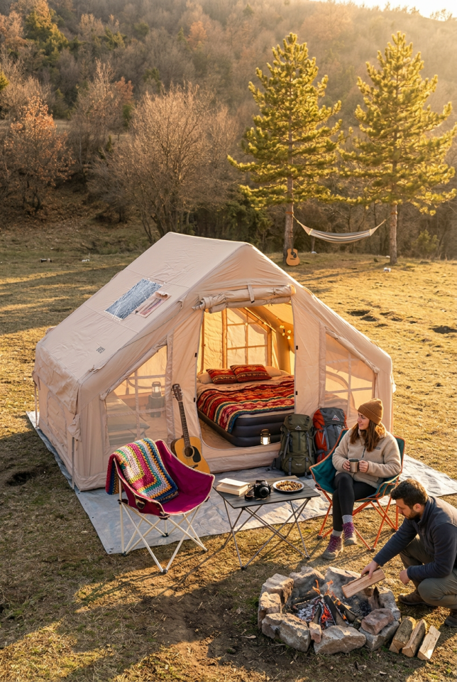 6.3 m² 6 Kişilik Şişme Kamp Çadırı | 4 Mevsim | −40°C