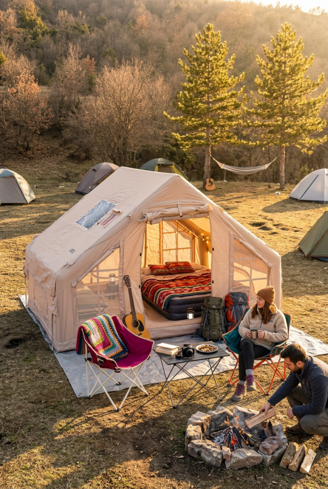 6.3 m² 6 Kişilik Şişme Kamp Çadırı | 4 Mevsim | −40°C