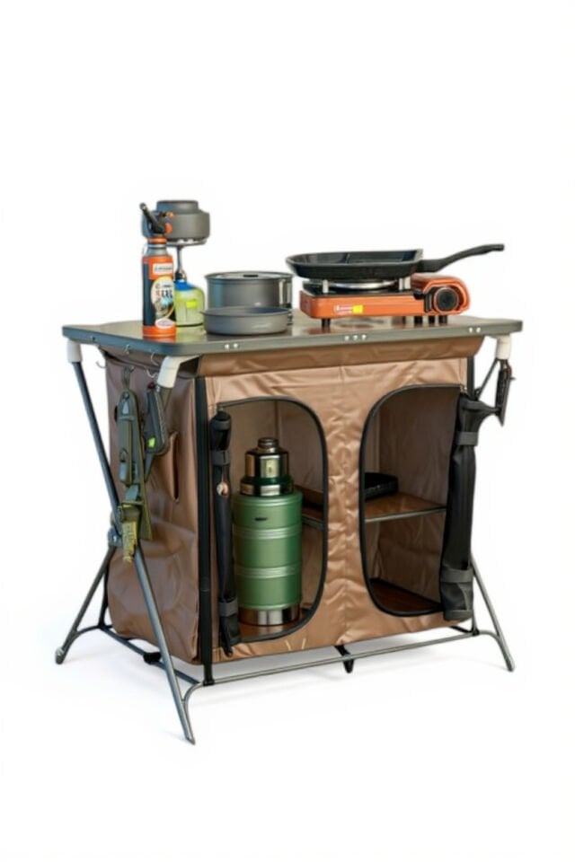 Çift Kapılı Kamp Mutfağı | Katlanır Alüminyum