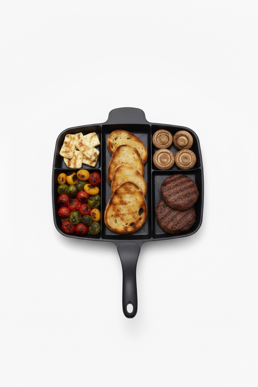 Granit Döküm 5 Gözlü Tava | Çok Bölmeli Sağlıklı Pişirme