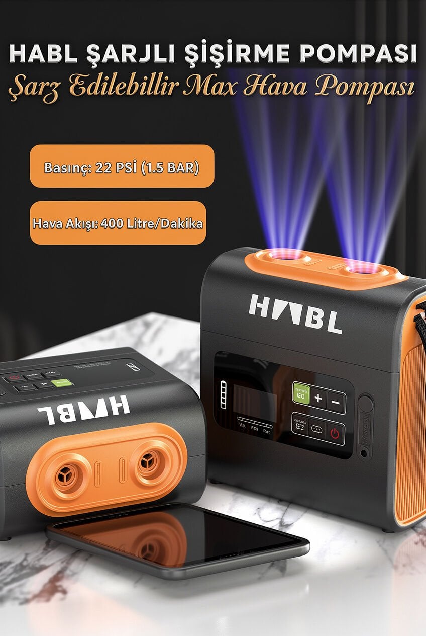 Şarjlı Dijital Hava Pompası | SUP & Şişme Çadır | 22 PSI (1.5 BAR)