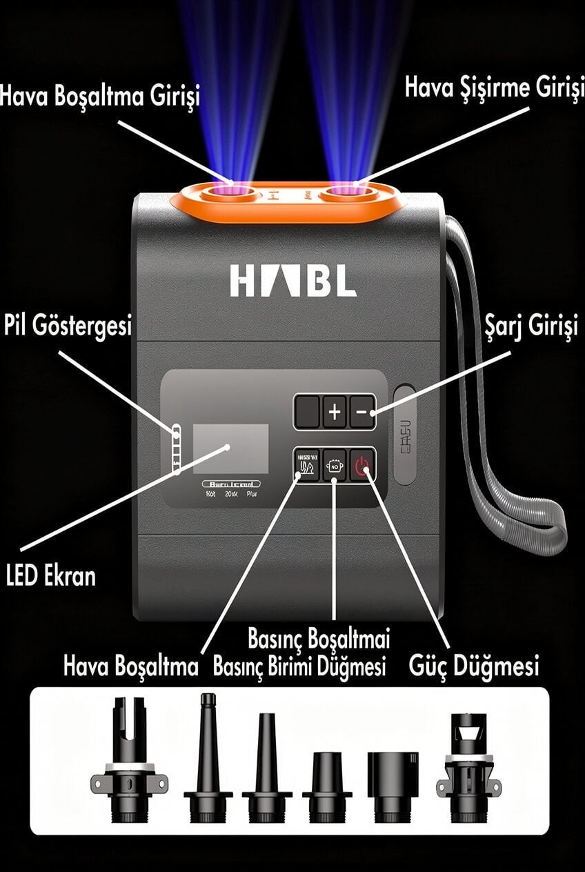 Şarjlı Dijital Hava Pompası | SUP & Şişme Çadır | 22 PSI (1.5 BAR)