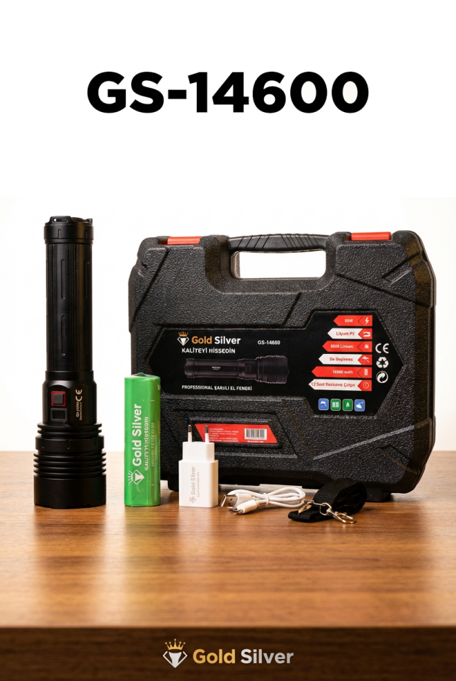 Gold Silver GS-14600 Profesyonel Şarjlı El Feneri