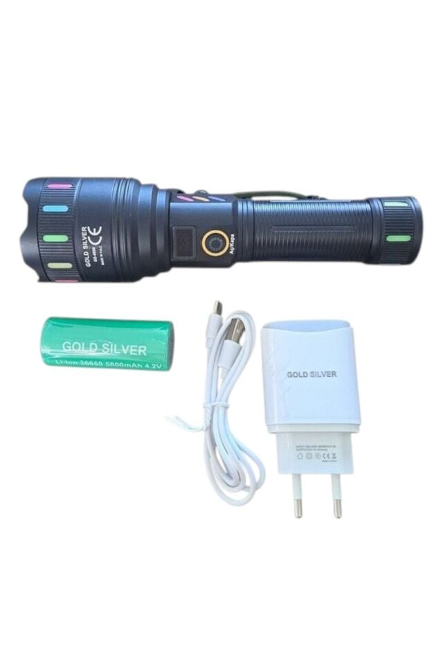Gold Silver 80 Watt Şarjlı Alüminyum Fener GS-4900