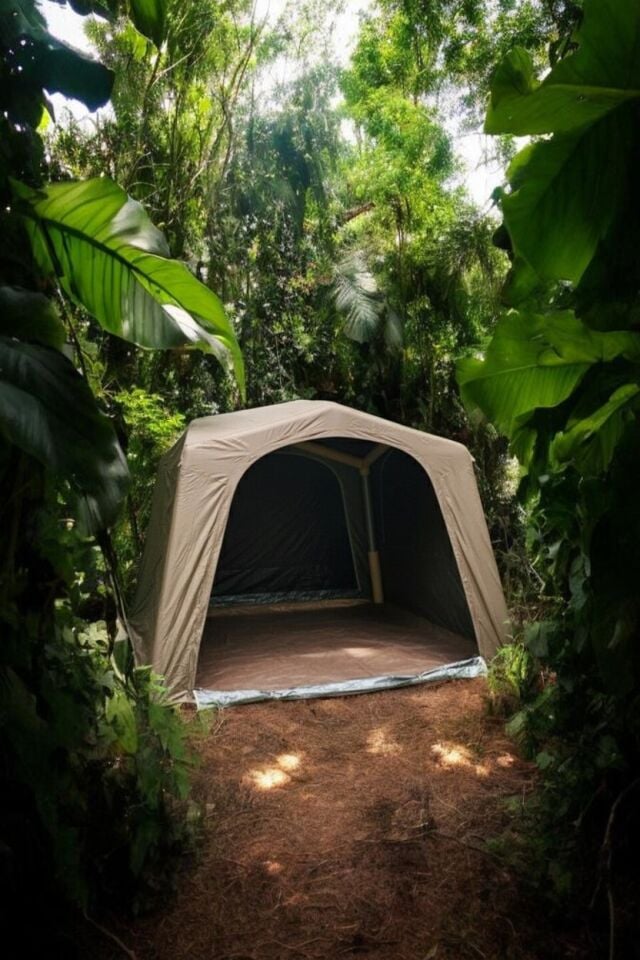 Fischer 210D Oxford Soba Baca Çıkışlı Şişme Çadır Fresh- Black