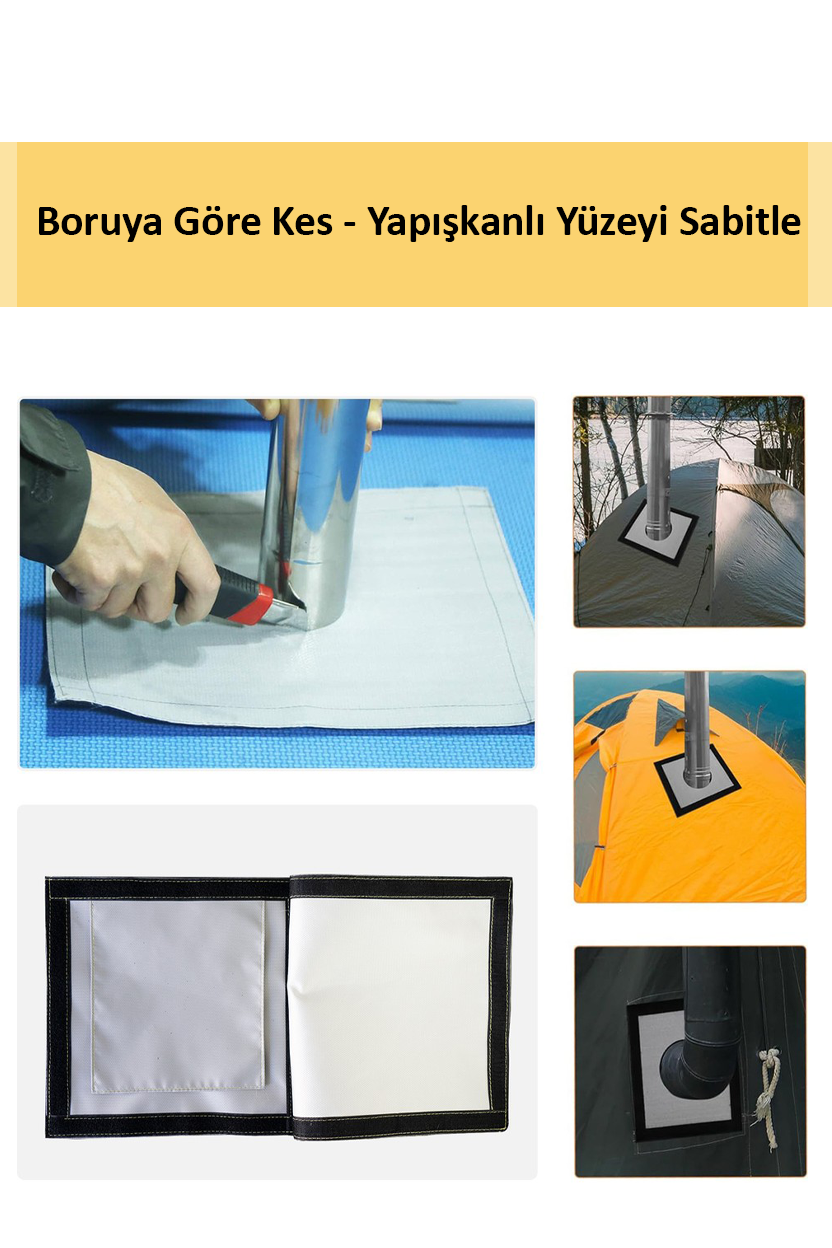 Kamp Çadırı Soba Bacası Çıkışı | 2 Katlı | Yanmaz | 30×30 cm