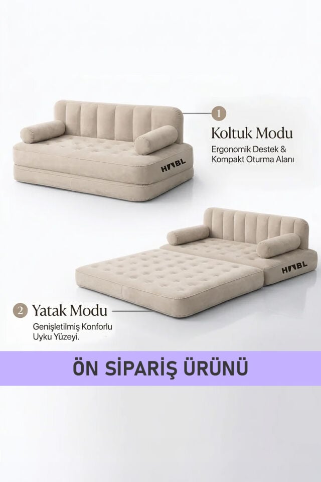 Çift Kişilik Şişme Koltuk Yatak | 2’si 1 Arada | Şarjlı