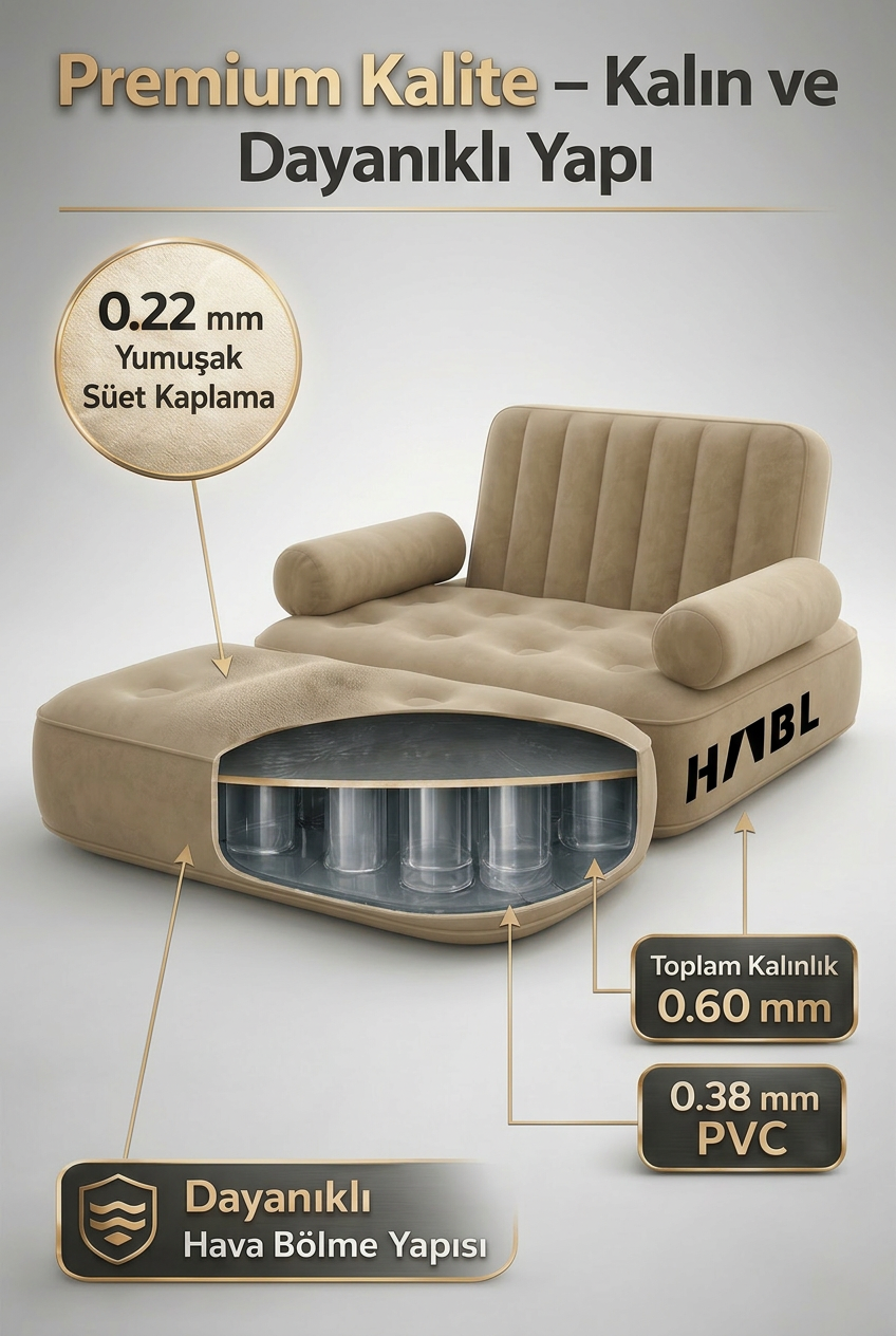 Şişme Koltuk Yatak | Tek Kişilik | 2’si 1 Arada | Şarjlı