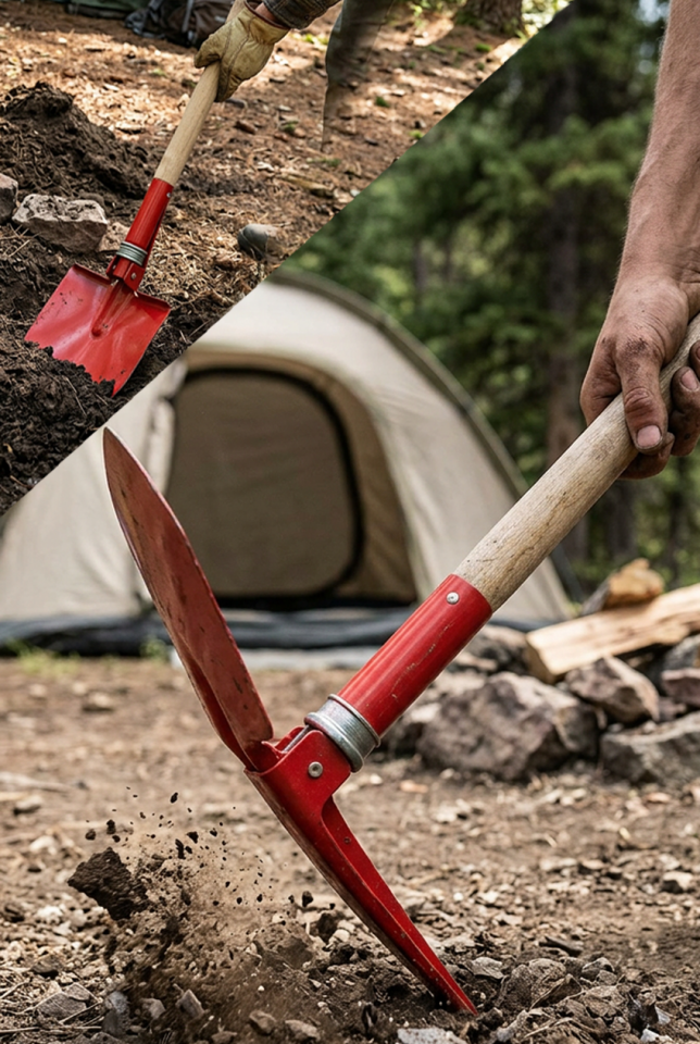 Katlanabilir Kamp Küreği ve Kazma | Çok Fonksiyonlu Çelik Kamp Küreği (16x68 cm)