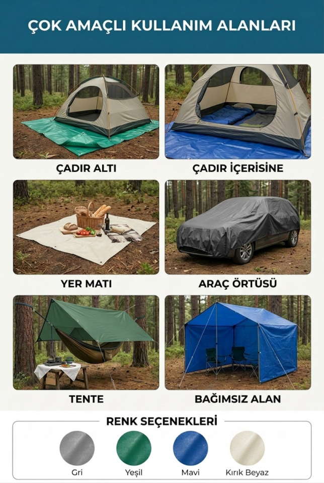 Ultra Kalın Çadır Brandası | %100 Su Geçirmez, UV Korumalı, 200 gr/m² Branda