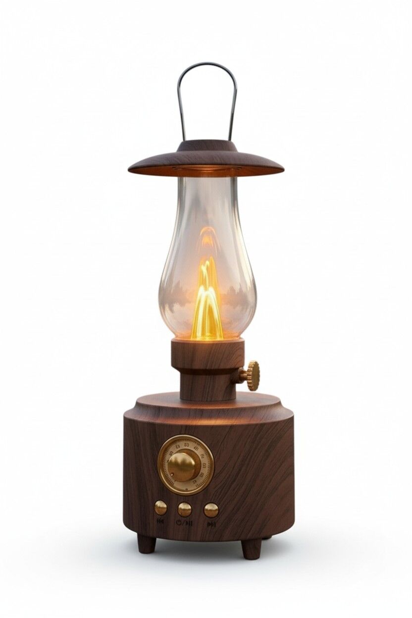 Nostaljik Gaz Lambası Tasarımlı Bluetooth Hoparlör | Retro LED Işık, USB / AUX / FM Destekli