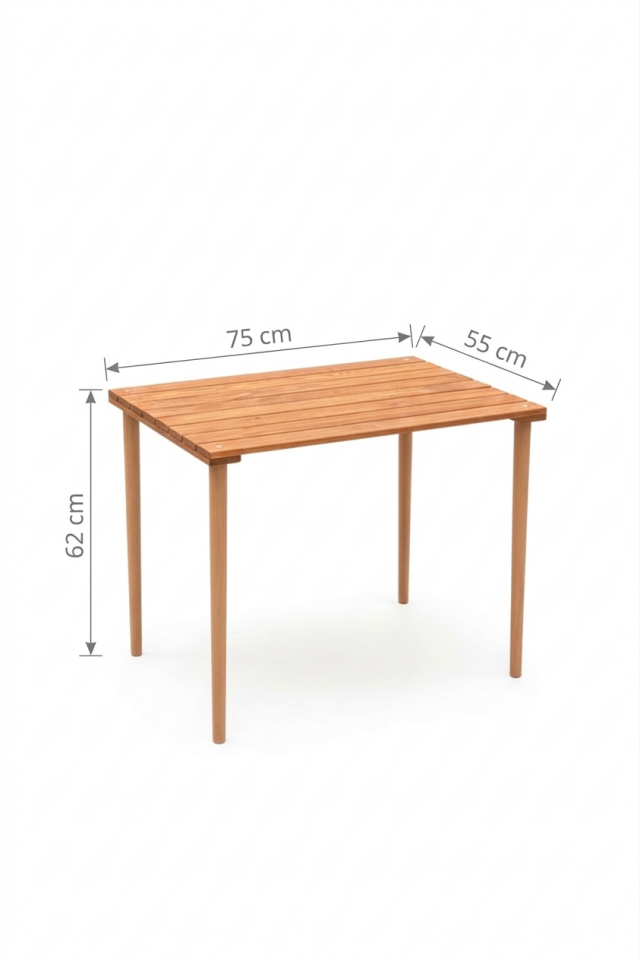 Portatif Ahşap Katlanır Masa | 75x55x(h)62cm | Çantalı