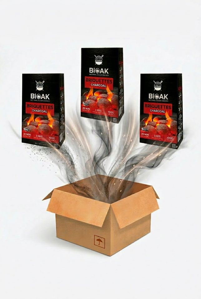 Fındık Kabuğu Briket Mangal Kömürü 3’lü Paket | Uzun Süre Yanan, Yüksek Isı, Düşük Kül