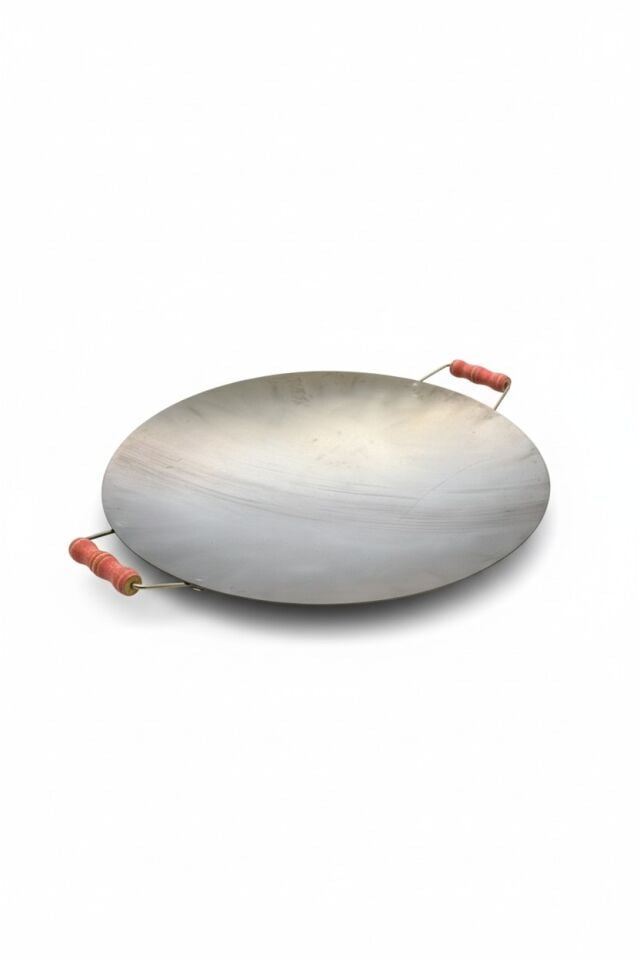 40 cm Saç Kavurma Tavası | Çift Taraflı, Ahşap Saplı, Kamp ve Ocak Uyumlu