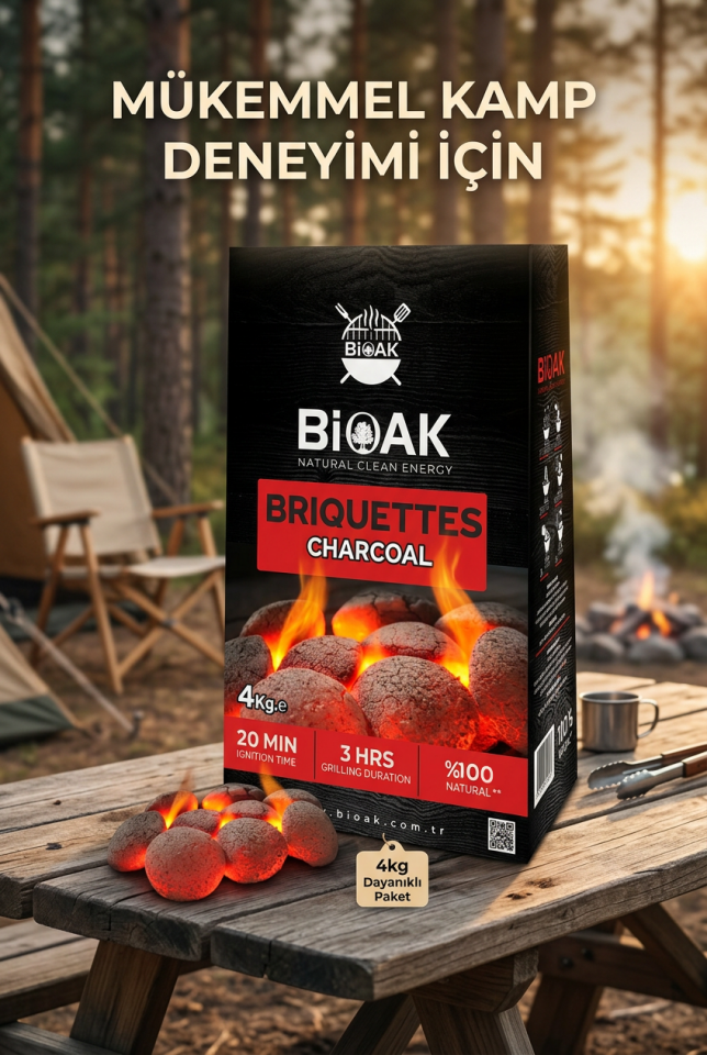 Fındık Kabuğu Briket Mangal Kömürü 4’lü Paket | Uzun Süre Yanan, Yüksek Isı, Düşük Kül(Kopya)
