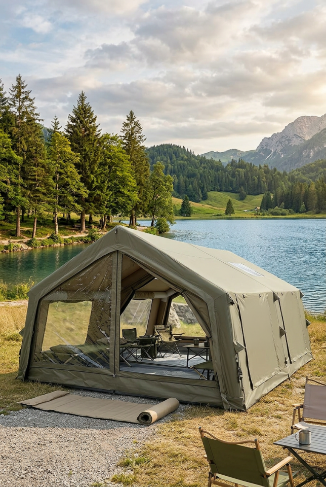 HABL 17 Kişilik Şişme Çadır 17.2 m² | Tenteli, 4 Mevsim, Hızlı Kurulum (360x480x220 cm)