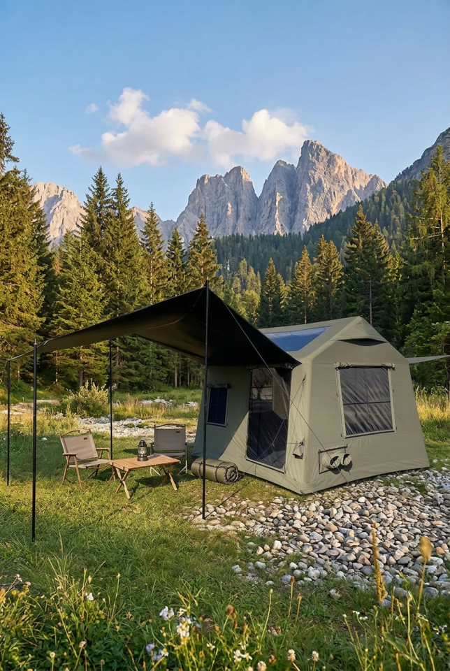 8 Kişilik Şişme Çadır 8.1 m² | Tenteli, 4 Mevsim, Hızlı Kurulum (300x270x220 cm)