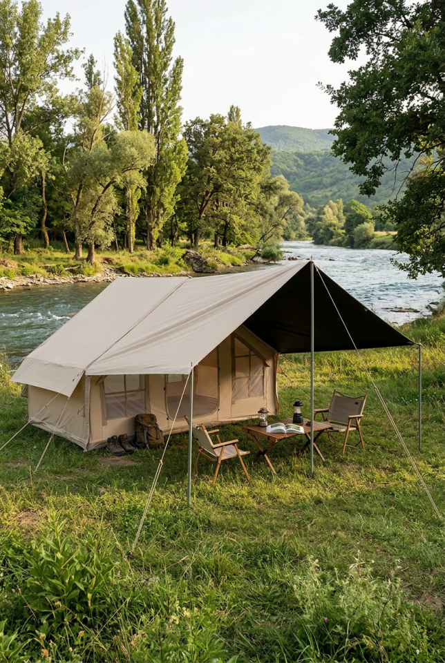 HABL 6 Kişilik Şişme Çadır 6.3 m² | Tenteli, 4 Mevsim, Hızlı Kurulum (300x210x200 cm)