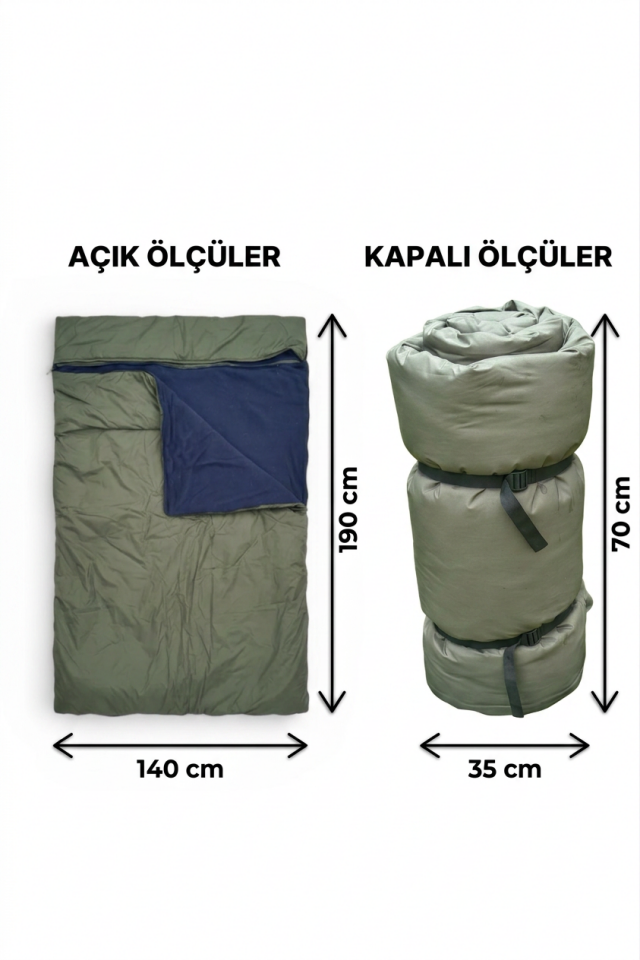 Çift Kişilik Uyku Tulumu -15°C | Geniş İç Hacim, Soğuk Hava Kampına Uygun