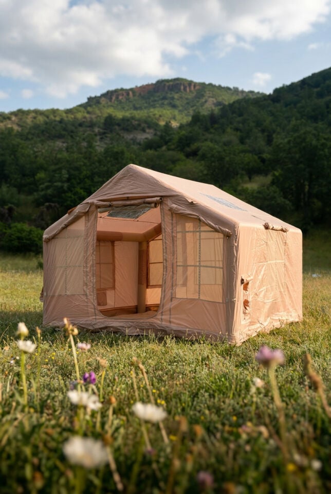 8 m² Şişme Kamp Çadırı | Webasto Girişli, Baca Çıkışlı, Sineklikli, 4 Mevsim Su Geçirmez 250x300x210 cm