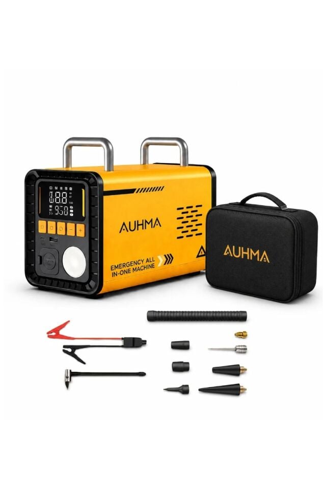 A8833 5'i 1 Arada Jump Starter | 1000A Akü Takviye, 150 PSI Kompresör, 16000 mAh Powerbank