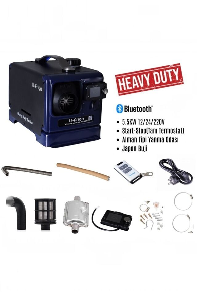 AIR 5.5 kW Dizel Isıtıcı | 12V/24V/220V Webasto Muadili, Bluetooth Kontrollü, Çanta Tipi