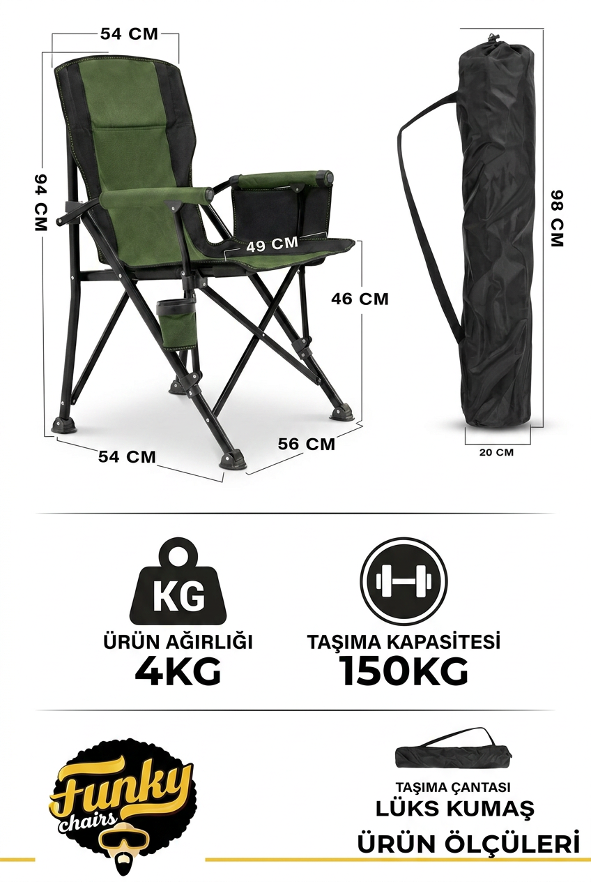 River Side Katlanabilir Kamp Sandalyesi – 150 Kg Taşıma Kapasiteli