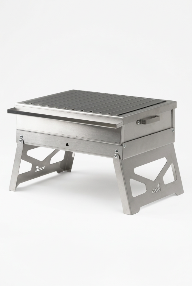 M1.3 Alev Yapmayan Katlanabilir Inox Mangal – %100 Paslanmaz Çelik 36x25 cm